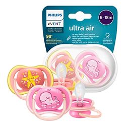 Philips Avent Ultra Air SCF085/04 Chupete, Escudo Ligero, Diseñado para Proporcionar el Flujo de Aire con Orificios que Mantienen la Piel de tu Bebe Seca