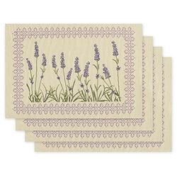 Deco Mex Tapiz de color crema y morado, 35 x 45 cm