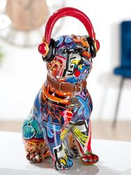 Pack of 2 Figure, Dog, Bulldog, Graffiti, Synthetic resin, multicolored, PU 2, L. 21 cm, W. 13 cm, H. 30 cm