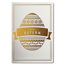 Art Nuvo Lot de 10 cartes de vœux exclusives - Beige léger - 120 x 170 mm - Motifs de Pâques plaqués or - Fabriqué en papier à bijoux aquarelle - Inserts et enveloppes beiges