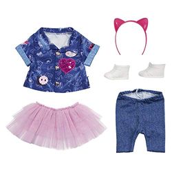 BABY born 515 829110 829110 Deluxe Jeans Outfit voor Pop van 43cm - Vanaf 3 Jaar - Met Hemd, Leggings, Haarband & Nog Veel Meer