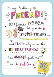 Piccadilly Greetings Whimsical Birthday Card Friend - 9 x 6 inches