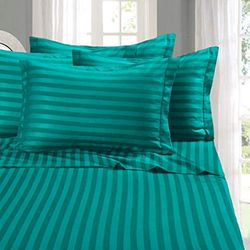 Elegant Comfort Softest and coziest 6 peças sheet set-1500 thread conjunto de lençóis de 6 peças de damasco às riscas de qualidade egípcia, resistente a rugas, microfibra, turquesa, rei