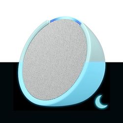 Echo Pop | Altoparlante Bluetooth intelligente con Alexa, compatto e dal suono potente | Bianco ghiaccio + custodia per Echo Pop Made For Amazon (modello 2023), Fluorescente (brilla al buio)