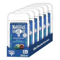 Le Petit Marseillais | Gel doccia extra morbido pino biologico & criste marine bio (confezione da 6 flaconi da 250 ml) – 92% di ingredienti di origine naturale – Flacone completamente riciclabile