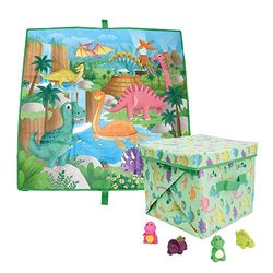 Deqube 911D00001 CARPET TRACKET TOY DINOSAURIES, multicoloured