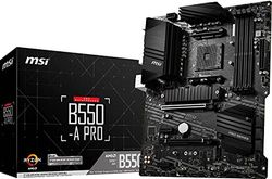 MSI B550-A PRO Motherboard ATX - Supports AMD Ryzen 3rd Gen Processors, AM4, DDR4 Boost (4400MHz/OC), 1 x PCIe 4.0/3.0 x16, 1 x PCIe 3.0/3.0 x16, 1 x M.2 Gen4 x4, 1 x M.2 Gen3 x4, HDMI, Gigabit LAN