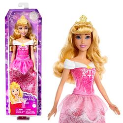 Mattel Disney Princess-leksaker, ställbar Törnrosa-modedocka med glittrande kläder och accessoarer inspirerade av Disneyfilmen, presenter till barn HLW09