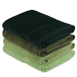 Serviettes de bain (4 morceaux) vert clair, vert olive, vert et vert foncé