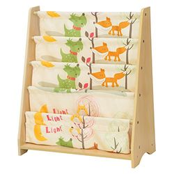 SONGMICS Bibliothèque pour Enfants, Étagère à 4 Niveaux pour Livres, Fournitures Scolaires pour Chambre d’Enfant, Garderie, École Maternelle, Multi-Couleurs, Couleur Bois Naturel d’érable GKR71YL