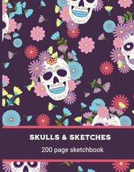 Skulls & Sketches Sketchbook: 200 Pages A4 Plain Paper (8.5 x 11 inch)