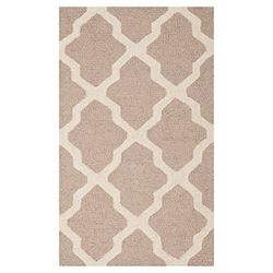 SAFAVIEH Tapis géométrique pour Salon, Salle à manger, Chambre à coucher - Cambridge Collection, Tapis à poil court, Beige et Ivoire, 76 X 244 cm