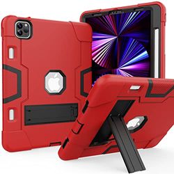 iPad Air 10,9 inch iPad Air 5. Case 4e generatie, iPad Pro 11 Case 2020/2018, high-performance schokbestendige, robuuste beschermhoes met kickstand rood + zwart