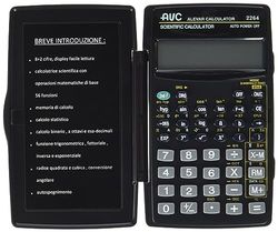 AVC Wetenschappelijke rekenmachine, 8+2 cijfers, 56 functies, harde koffer met deur, zwart