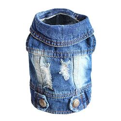 SILD Cool Vintage Denim Lavato Giacca Tuta Blu Jean Abiti per Piccoli Animali Cane Gatto/6 Stili XS-XXL (L)
