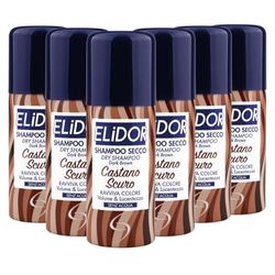 Elidor | Mörkbrunt torrt schampo, återupplivar färg, volym och glans utan vatten, 100 ml, 6-pack