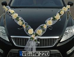 Autoschmuck Guirlande de Roses pour Voiture, Décoration de Mariage (Rose Orchidee Ecru/Ecru)