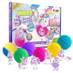 INKEE Scatola con 6 bombe da bagno con sorpresa de Unicorn per bambini, Idea Regalo, giochi da bagno