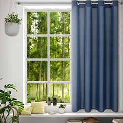 Eurofirany RITA Smooth Plain Modern Curtain with Eyelets - 1 Unit, Bedroom, Living Room, Lounge, Kitchen, 140g m/2, W55" x L69", Navy