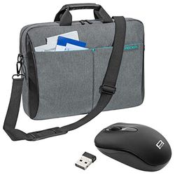 PEDEA borsa per PC portatile "Lifestyle" Borsa per notebook fino a 15,6 pollici (39,6 cm) borsa con tracolla, incluso mouse wireless, grigio
