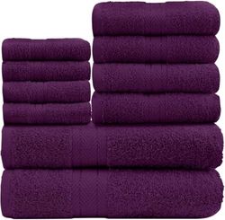 Gaveno Cavailia 10PK Toronto Towel Bale Set with 4 Face, 4 Hand and 2 Bath, Cotton, Purple