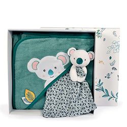 Doudou et Compagnie - Peleryna kąpielowa dla niemowląt - Przytulanka Koala - Niebieski - Zielony - 80x80 cm - YOCA LE KOALA - DC3954