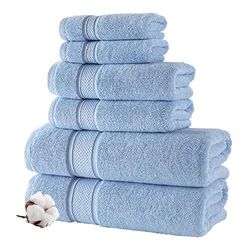 Nova Luxury Linen Lot de 6 Serviettes Turques de qualité hôtelière pour Salle de Bain (Bleu Ciel)