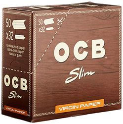 OCB 15437 VIRGIN King Size Slim UNBLEACHED Rolling paper - 1 box