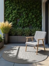 NORTHRUGS Kona Tapis d'intérieur et d'extérieur Rond Classique réversible à Tissage Plat Classique, résistant aux intempéries et aux UV, pour Balcon, terrasse, Jardin, Blanc, Gris, diamètre 160 cm