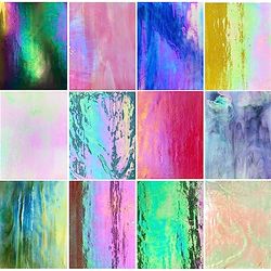 ILLUCKAI 12 Sheets Iridescent Stained Glass, 4 x 6 Inch Rainbow Iridized Mosaic Tiles for Crafts, Art Projects and Mosaics