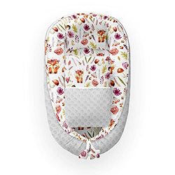 Kospu babynest con cuscino e coperta per bambini, peluche in cotone e minky, imbottitura 100% silicone perline, paracolpi 90 x 70 cm