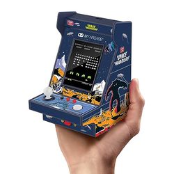 My Arcade Space Invaders Nano Player Pro – spel för barn, 12 cm helt spelbar bärbar mini arkadmaskin, 6 cm skärmfärgskärm