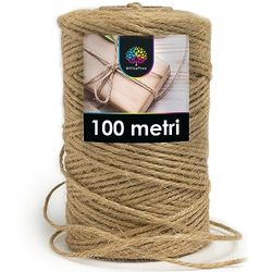 OfficeTree Corda di iuta da 100 m, 1 rotolo, 2 mm, prodotto naturale per casa, giardinaggio, artigianato e decorazione, spago di iuta