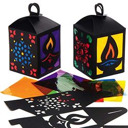 Baker Ross AX308 Diwali Lantaarn Knustel Set Voor Kinderen - Set Van 4, Glas-In-Lood Diwali-Kunstnijverheid Voor Kinderen