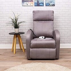 Daresbury Rise et Recline murale Hugger Chaise Moteur Unique – Suédine Noire Tressée Matériau – Couleur Gris tourterelle