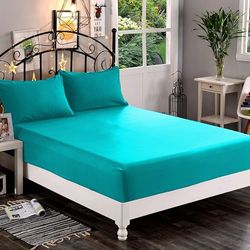 Elegant Comfort Count Drap-Housse de qualité égyptienne avec Poche Profonde jusqu'à 40,6 cm, Infroissable et résistant à la décoloration, Microfibre, Turquoise, Queen Size