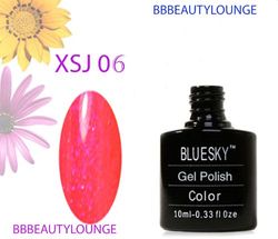 BLUESKY Smalto Per Unghie Gel, Rosa Glitzer, Xsj6, Rosa, Neon, Luccichio (Per Lampade Uv E Led) - 10 ml