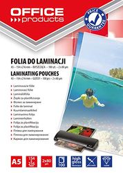 OFFICE PRODUCTS Fogli Plastificatrice A5 / 2 x 80 Micron/Confezione da 100 pezzi/Pouches per plastificazione per documenti/Finitura Lucida/Foglio di Laminazione