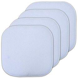 Sweet Home Collection Lot de 4 Coussins de Chaise en Mousse à mémoire de Forme avec Motif nid d'abeille et Dos en Caoutchouc antidérapant - 40,6 x 40,6 cm - Bleu Clair