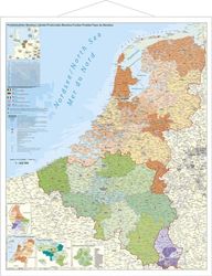 Benelux Länder Postleitzahlen Wandkarte mit Metallbeleistung NEUE AUFLAGE