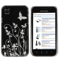 mumbi Funda compatible con Samsung Galaxy S/S Plus, Mariposa/Flores, negro