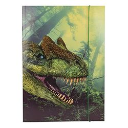 Idena 10840-Cartella A3 con Motivo Dinosauro in Robusto Cartone con Alette Interne ed Elastico di Chiusura, 10840