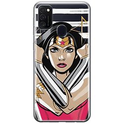 ERT GROUP mobiltelefonfodral för Samsung M21 originalt och officiellt licensierat DC mönster Wonder Woman 003 optimalt anpassad till formen på mobiltelefonen, gedeeltelijk transparant