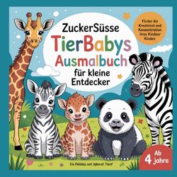 Zuckersüsse Tierbabys Ausmalbuch für kleine Entdecker ab 4 Jahren: Fördert die Kreativität und Konzentration Ihres Kindes
