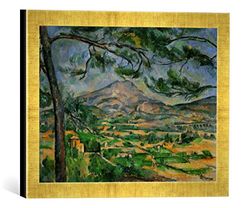 Kunst für Alle ' – Fotografía enmarcada de Paul Cézanne La Montagne Sainte – Victoire AU Grand Pin, de impresión handgefertigten imágenes de Marco, 40 x 30 cm, Oro Raya