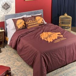 BELUM | Harry Potter dekbedovertrek, dekbedovertrek van 100% katoen met knopen, Gryffindor Values Model voor bedden van 80 cm (140 x 200 cm)