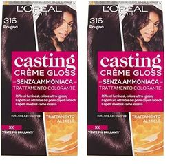 L'Oréal Paris Tinta Capelli Casting Creme Gloss, senza Ammoniaca per una Fragranza Piacevole, 316 Prugna, Confezione da 2