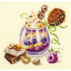 Magic needle ZW 120-080 - Set per dessert al cioccolato con motivo a conteggio, in cotone, multicolore, 17 x 17 cm