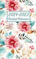 2024-2025 Pocket Planner: Streamlined Planning with Monthly Sections and Ample Notes Space in Flower Cover Design