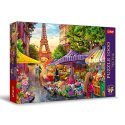 Trefl Premium Plus Quality - Puzzle Tea Time: Blomstermarknad, Paris - 1000 bitar, Serie med nostalgiska målade bilder, Perfekt passande bitar, för vuxna och barn från 12 år